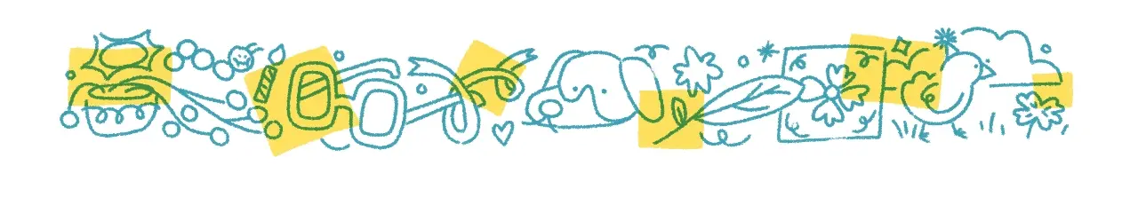 Karla's banner featuring an array of cute items